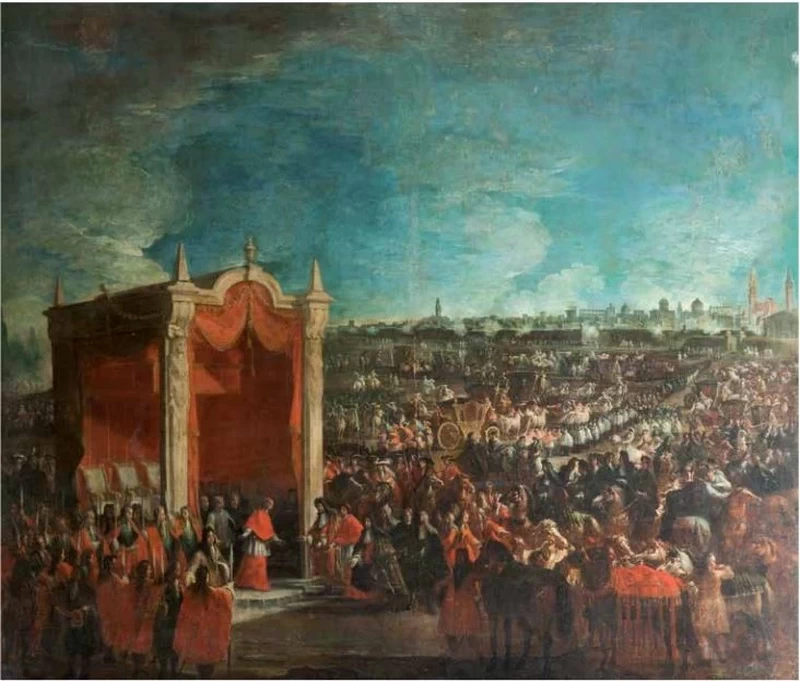 Incontro del Duca Francesco Farnese con il Cardinale Gozzadini, Legato Pontificio in occasione delle nozze - Reggia di Caserta